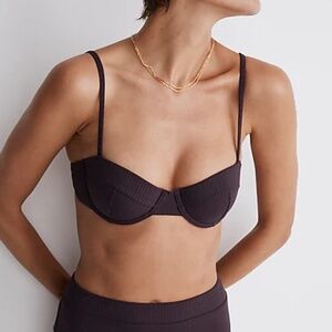 Madewell Ribbed Balconnette Bikini Bathing Suit Top NWT
